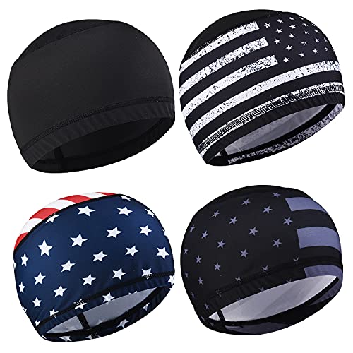 vidsel 4Pcs Men Cooling Skull Cap Helmet Liner, Sweat Wicking Beanie Head Wrap Bicycle Hard Hat Motorcycle Football Cycling Running Hats Caps Women - Image 1