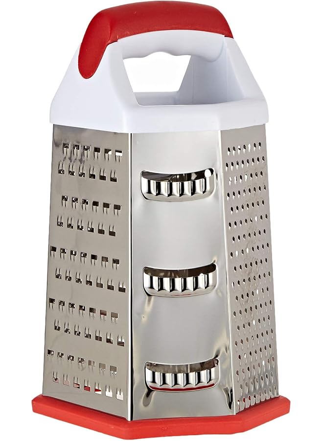 S-TOP Stainless Steel Grater – 6 Slided Hand held Grater/Slicer/Chopper/Zester for Vegetables Cheese Chocolate – 6 Kitchen functions for Coarse, Medium, Micro-Grating/Zesting/Slicing - Image 1