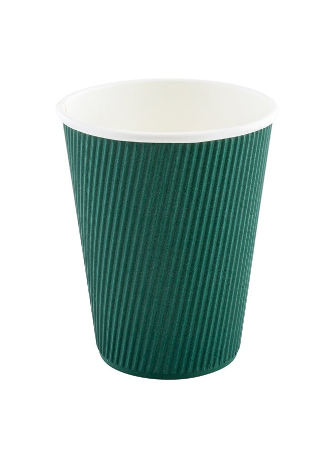 Restaurantware Restaurantware 12 Ounce Ripple Wall Disposable Coffee Cups, 500 Insulated Forest Green Paper Tumblers with Rolled Rim Design, Lids Sold Separately for Hot Drinks like Tea, Hot Chocolate and More  - Image 1