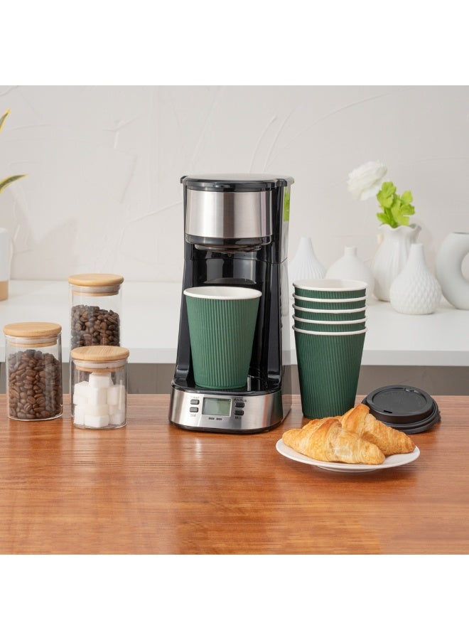 Restaurantware Restaurantware 12 Ounce Ripple Wall Disposable Coffee Cups, 500 Insulated Forest Green Paper Tumblers with Rolled Rim Design, Lids Sold Separately for Hot Drinks like Tea, Hot Chocolate and More  - Image 4