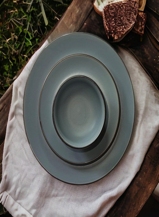 BACKKSPACE RETAIL Ceramic Dinner Plate Set - Side Quarter Plates with Bowl | Microwave and Dishwasher Safe | Set of 3 (10 Inch, 7 Inch, 4 Inch) Grey | Ideal for Home and Restaurants - Image 2