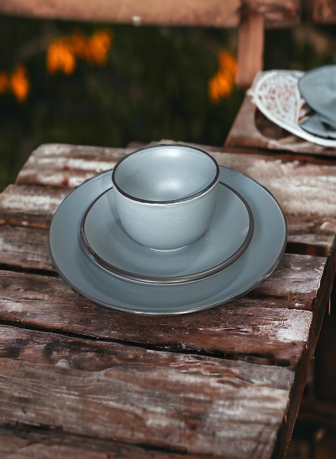 BACKKSPACE RETAIL Ceramic Dinner Plate Set - Side Quarter Plates with Bowl | Microwave and Dishwasher Safe | Set of 3 (10 Inch, 7 Inch, 4 Inch) Grey | Ideal for Home and Restaurants - Image 1
