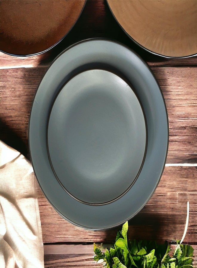 BACKKSPACE RETAIL Ceramic Dinner Plate Set - Side Quarter Plates with Bowl | Microwave and Dishwasher Safe | Set of 3 (10 Inch, 7 Inch, 4 Inch) Grey | Ideal for Home and Restaurants - Image 3