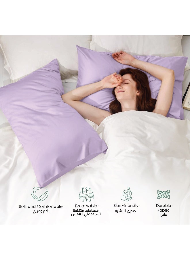 Rest - Microfiber Pillow Cases 2 Piece Set 50X75Cm, 20X30 Inches Light Purple Pillow Cover Soft Brushed Supersoft Fabric Pillow Cases Standard Size - Image 1