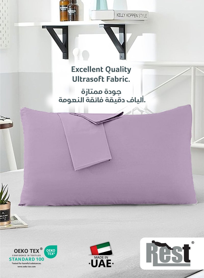 ريست REST Microfiber Pillow Cases 2 Piece Set 50x75cm, 20x30 Inches Light Purple Pillow Cover Soft Brushed Supersoft Fabric Pillow Cases Standard Size - Image 2
