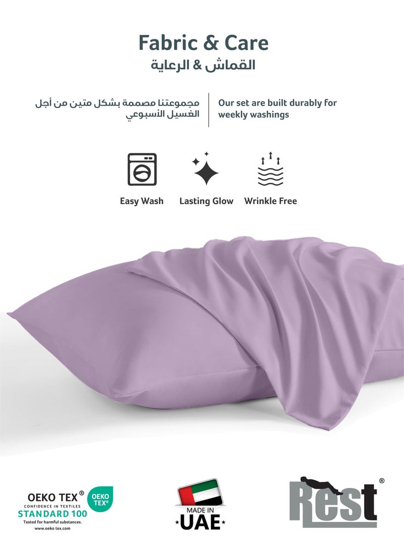 ريست REST Microfiber Pillow Cases 2 Piece Set 50x75cm, 20x30 Inches Light Purple Pillow Cover Soft Brushed Supersoft Fabric Pillow Cases Standard Size - Image 4