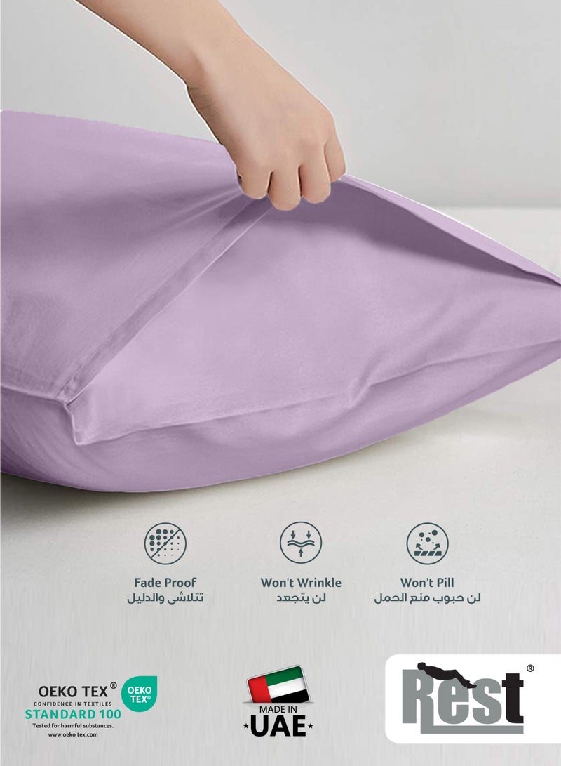 ريست REST Microfiber Pillow Cases 2 Piece Set 50x75cm, 20x30 Inches Light Purple Pillow Cover Soft Brushed Supersoft Fabric Pillow Cases Standard Size - Image 3