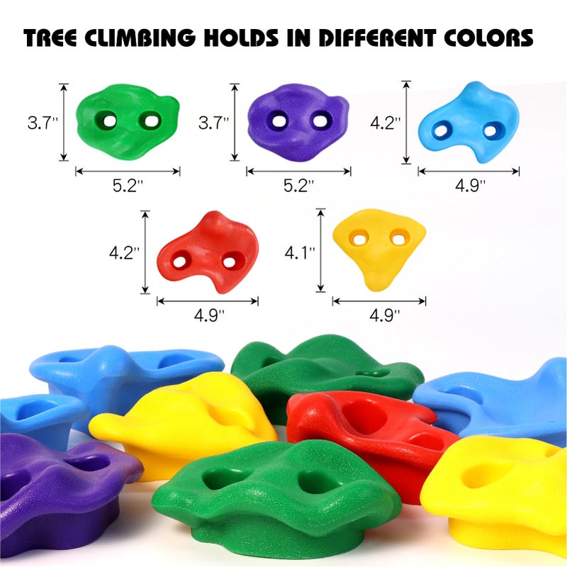 TOPNEW 12 Ninja Tree Climbing Holds for Kids Climber, Adult Climbing Rocks with 6 Ratchet Straps for Outdoor Ninja Warrior Obstacle Course Training - Image 4