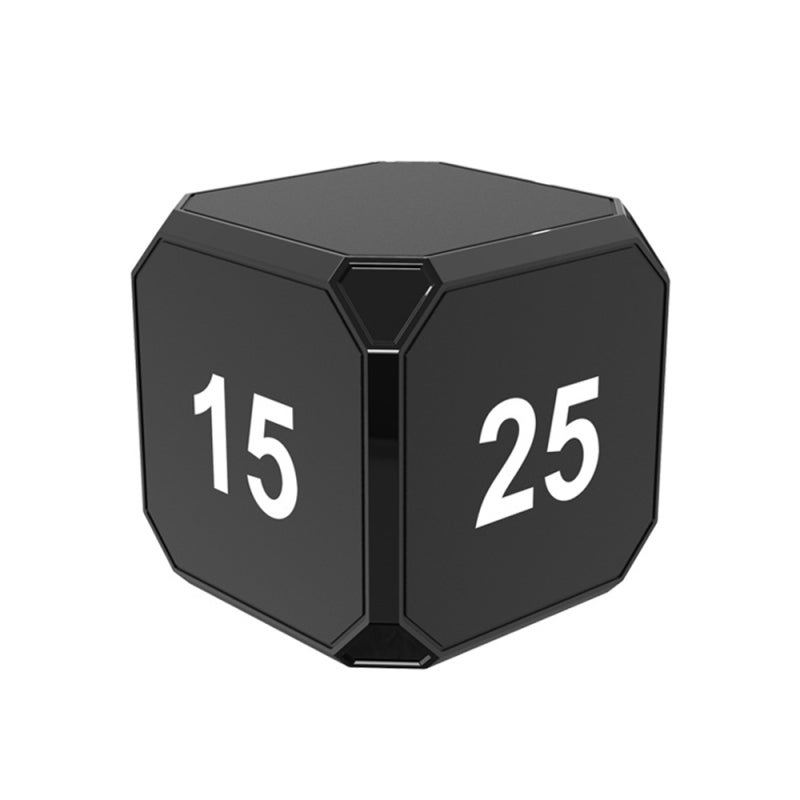 Cube Timer 6x6x6cm Black ABS - Gyro Core Flip Desk Timer Clock with LED Display for Home Office Kitchen - Image 1