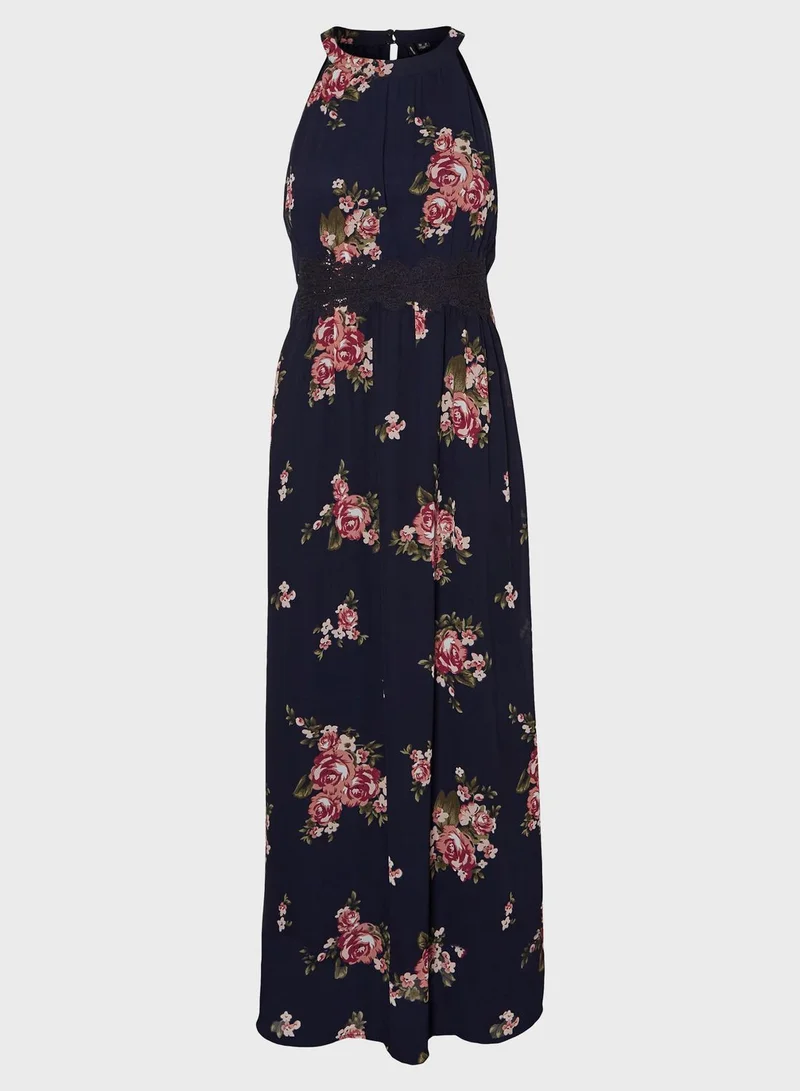 VERO MODA Floral Halter Maxi Dress