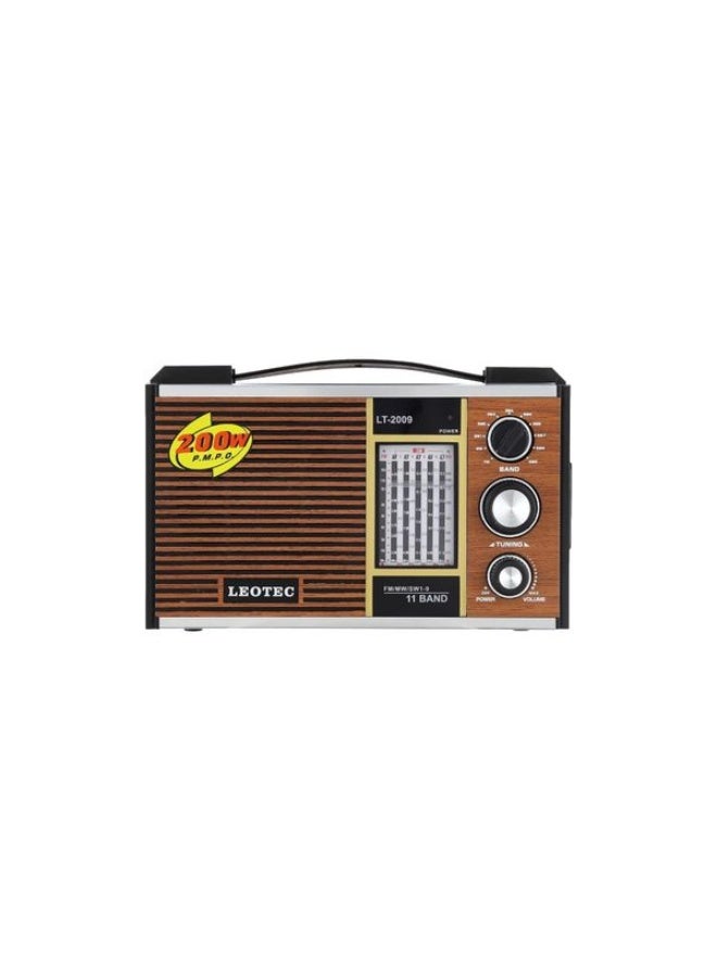 Leotec Leutec Classic 11 Band FM/MW/SW1-9 Model LT-2009 - Wooden, Electric and Battery Operated, Powerful Sound and High Sensitivity for Reception. - Image 3