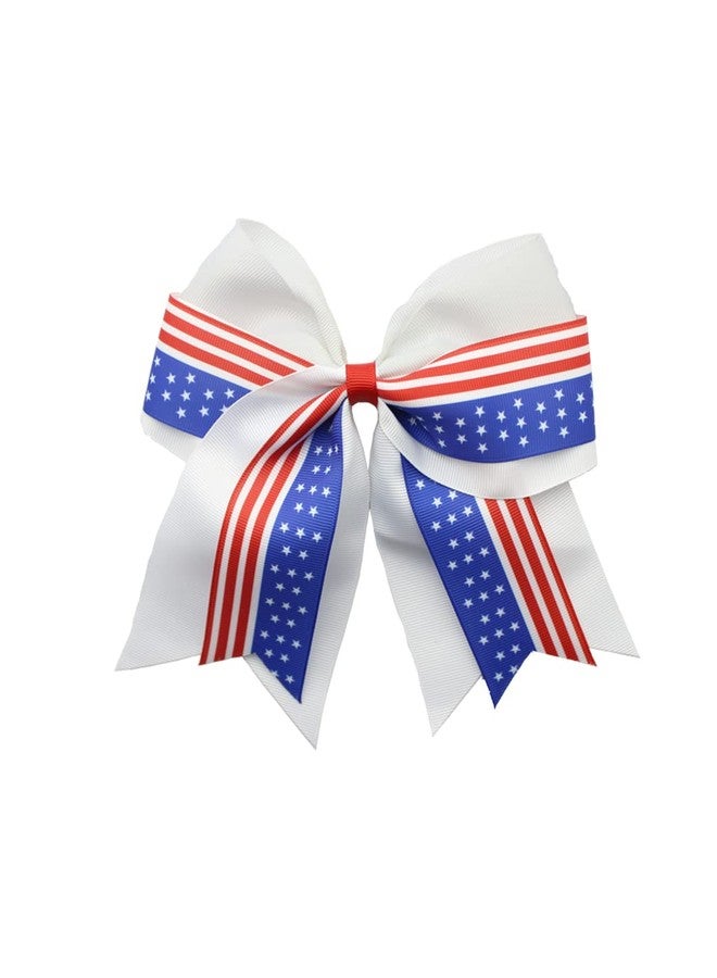BBTDIN Independence Day Cheer Bow Patriotic Cheerleader Hair Bows America Flag Bows JHH36 (-White Bow) - Image 1