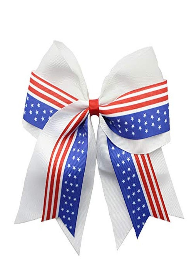 BBTDIN Independence Day Cheer Bow Patriotic Cheerleader Hair Bows America Flag Bows JHH36 (-White Bow) - Image 2
