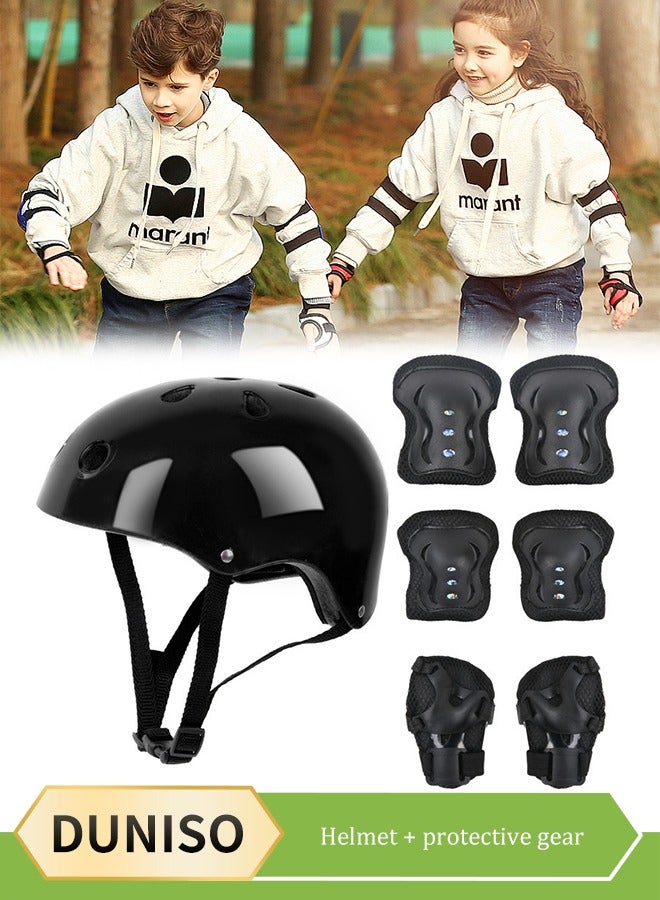 DUNISO 7 Pcs Kids Protective Gear Set, Kids Knee And Elbow Pads Set，With Safety Helmet,Knee Pads, Elbow Pads，Shock Absorbing And Drop Resistant, Suitable For Roller Skating, Skateboarding - Image 1