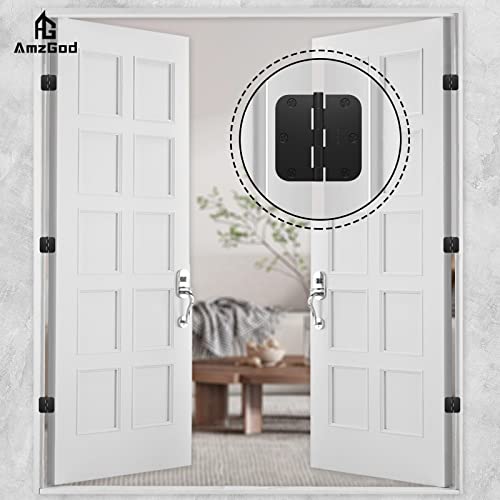 AmzGod Door Hinges Matte Black - 42 Pack Black Door Hinges 3.5 Inch Rounded Interior Door Hinge with 5/8" Radius Corners - Black Hinges for Doors 3 1/2 Inches Flat Iron Residential Door Hardware - Image 2