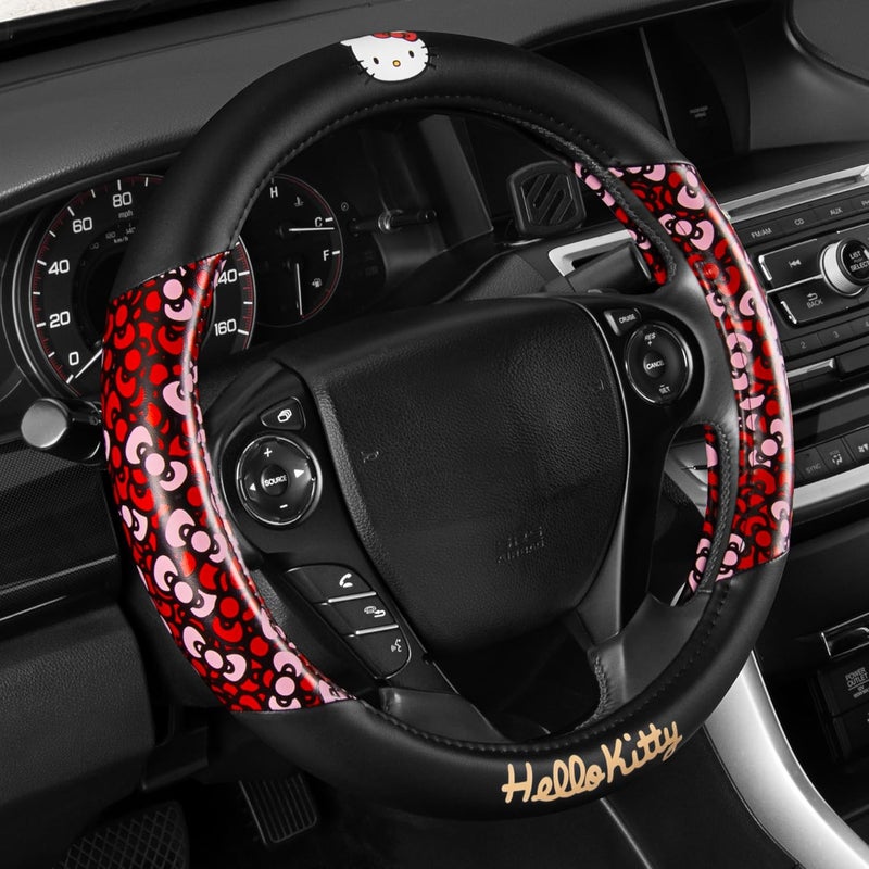 Carbella Sanrio Hello Kitty Bows Car Steering Wheel Cover, Universal Fit Cute Car Accessories for Women Stylish Decor Gifts Hello Kitty Accessories - Fits Standard Wheels 14.5"-15" - Image 4