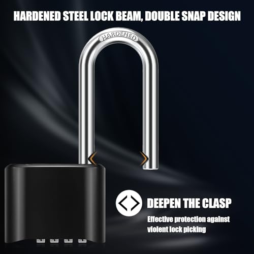 Diyife 2.5in Long Shackle Combination Lock, Diyife Large Outdoor Weatherproof Padlock, Design of Hidden Password & High Security, Resettable Combination Lock for Locker, Home, School, Garage, Gate, Garden - Image 4