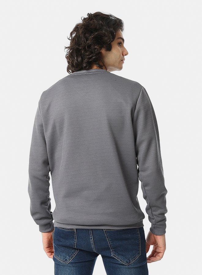 Red Circle V-Neck Fog Knitted Pullover - Image 3