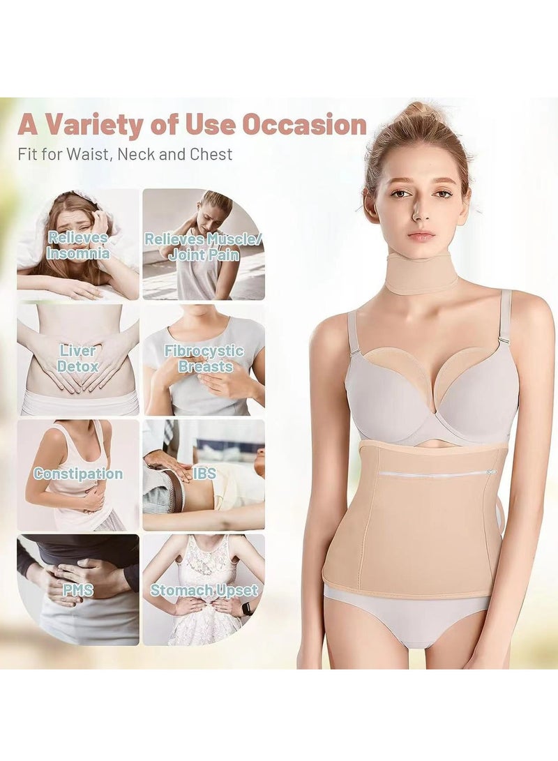 Mmmon Castor Oil Pack Wrap for Waist and Neck,Reusable Organic Castor Oil Packs Kit for Liver Detox with Elastic Band,Castor Oil Pack Compress Kit,Machine Washable,Anti Oil Leak(Oil NOT Included) - Image 4