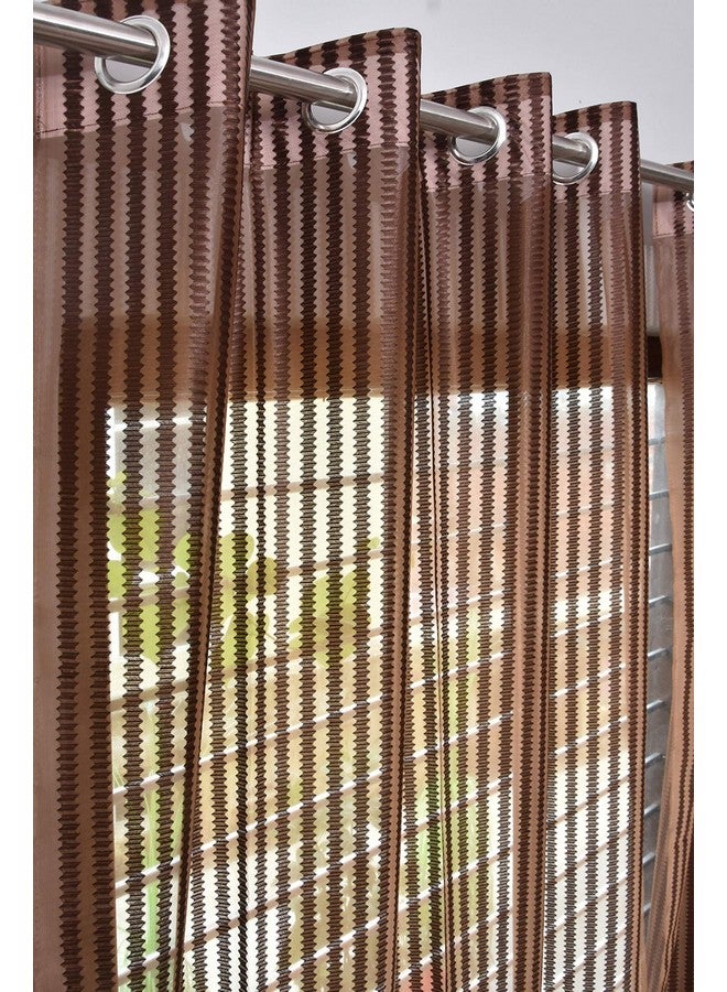 Homefab India Homefab India Sheer Polyester Door Curtain - 7ft, Brown - Image 1