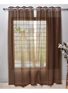 Homefab India Homefab India Sheer Polyester Door Curtain - 7ft, Brown  - Image 2