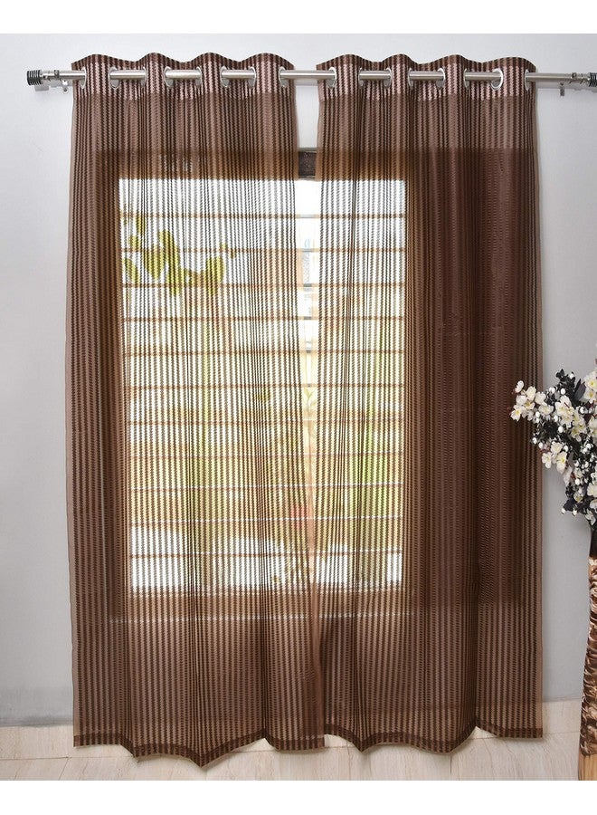 Homefab India Homefab India Sheer Polyester Door Curtain - 7ft, Brown - Image 2