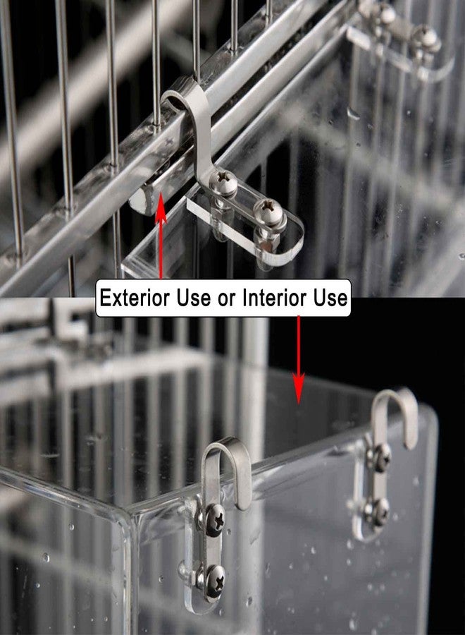 Xxmbbjy Hanging Cube Bird Bath Cage, Transparent Bird Bathtub Bath Shower with Stainless Steel Hooks for Small Bird Canary Parakeet Budgerigar Parrots Crested Myna Cockatiel Lovebird (Large) - Image 4