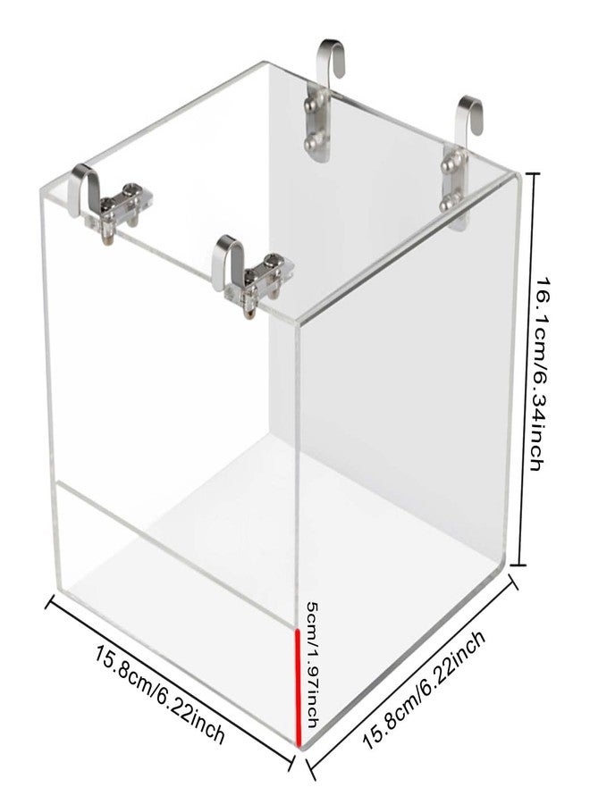 Xxmbbjy Hanging Cube Bird Bath Cage, Transparent Bird Bathtub Bath Shower with Stainless Steel Hooks for Small Bird Canary Parakeet Budgerigar Parrots Crested Myna Cockatiel Lovebird (Large) - Image 2