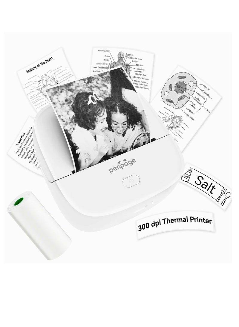 PeriPage P22  Mini Printer, Small Photo Printer for Study Photos Notes,Thermal Sticker Printers Compatible with IOS/Android, Label Maker Machine, White - Image 1