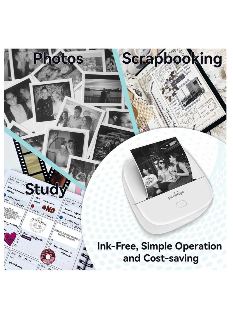PeriPage P22  Mini Printer, Small Photo Printer for Study Photos Notes,Thermal Sticker Printers Compatible with IOS/Android, Label Maker Machine, White - Image 4