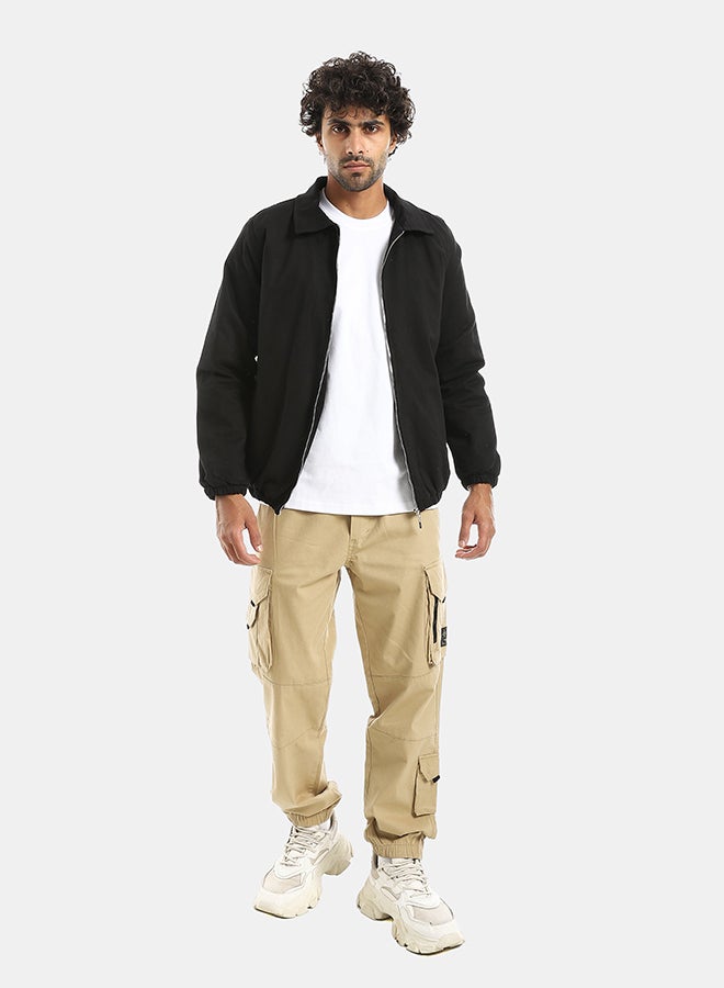 Andora جاكيت جاباردين بسحاب مع ياقة مطوية - أسود - Image 5