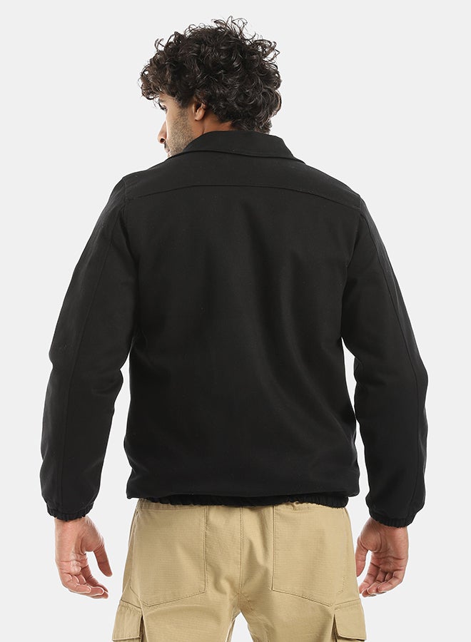 Andora جاكيت جاباردين بسحاب مع ياقة مطوية - أسود - Image 3
