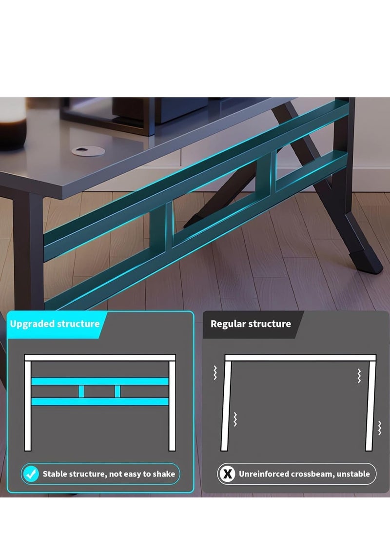 MIXDE Gaming Desk,Home Office Desk,Simple Game Table for Home Bedroom Table,Gamer Workstation,Ideal for Students Writing Study Table  - Image 5