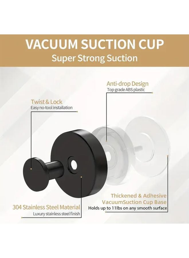 Black Shower Suction Cup Hook Heavy Duty Towel Hooks For Bathroom No Drilling - Image 5