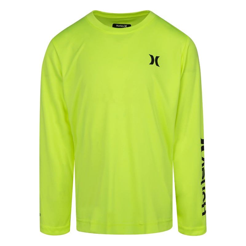Hurley Boys Long Sleeve Rash Guard Shirt Volt M - Image 2