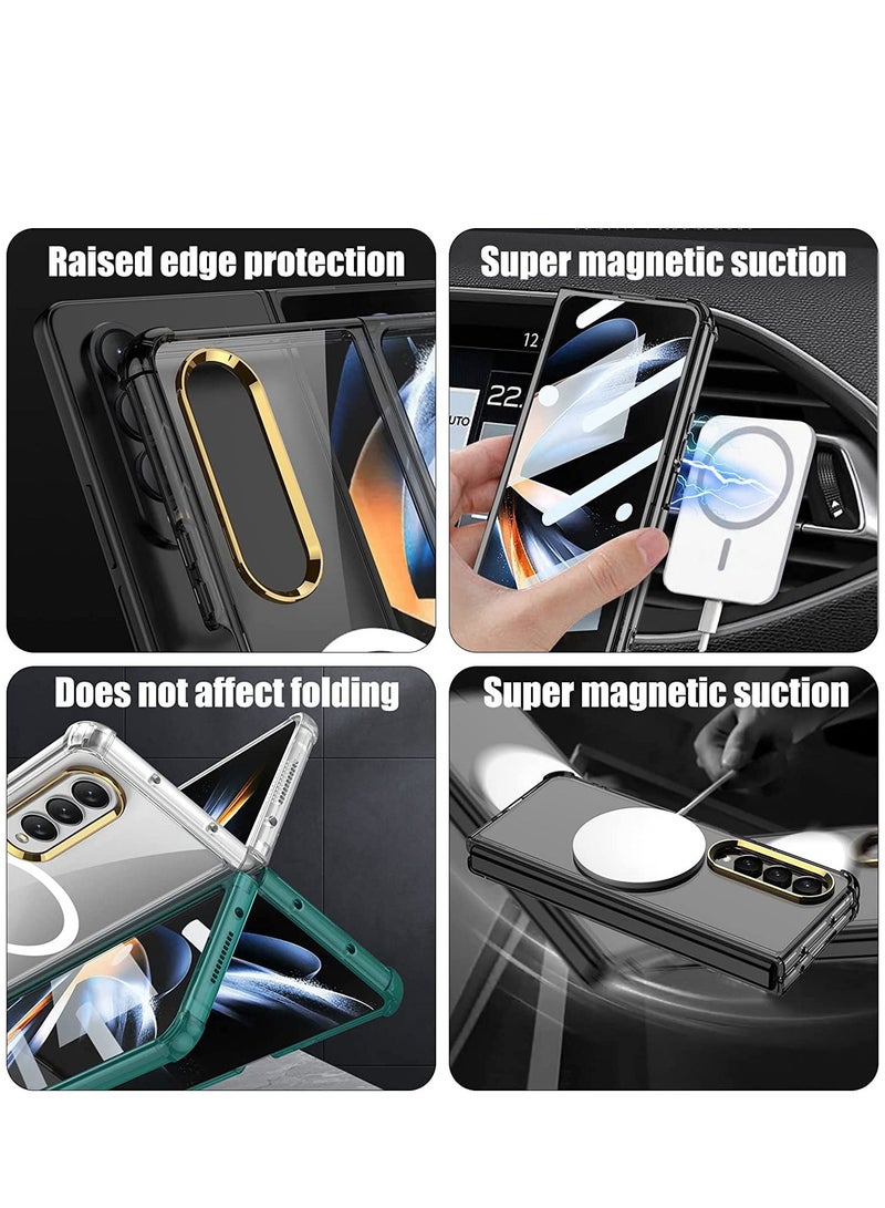 SYOSI Magnetic Case for Galaxy Z Fold 4 Compatible with Magsafe, Slim Transparent Phone Support Wireless Charger, Shockproof Hard PC Protective Cover 5G 2022 - Image 4