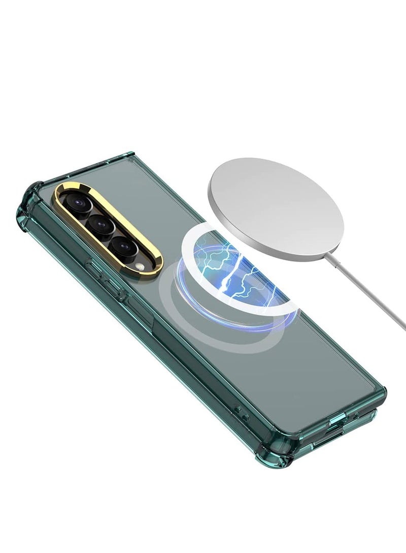 SYOSI Magnetic Case for Galaxy Z Fold 4 Compatible with Magsafe, Slim Transparent Phone Support Wireless Charger, Shockproof Hard PC Protective Cover 5G 2022 - Image 5