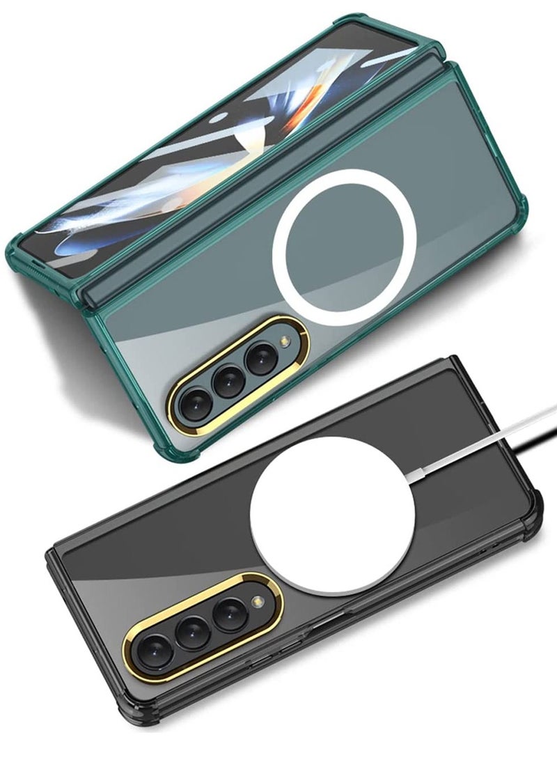 SYOSI Magnetic Case for Galaxy Z Fold 4 Compatible with Magsafe, Slim Transparent Phone Support Wireless Charger, Shockproof Hard PC Protective Cover 5G 2022 - Image 2