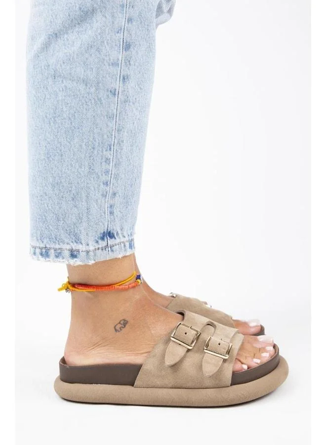 Manijero  Lirio Women's Genuine Leather Single Band Double Buckle Vizon Slippers. for Women | Best Price UAE
