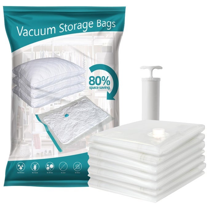SPACE SAVER VACUUM BAGS VACUUM BAGS FOR CLOTHES VACUUM BAGS FOR CLOTHES WITH PUMP PACKING BAGS FOR CLOTHES VACUUM STORAGE BAGS CLOTH BAGS 2 SMALL 2 MEDIUM 1 LARGE PACK OF 5