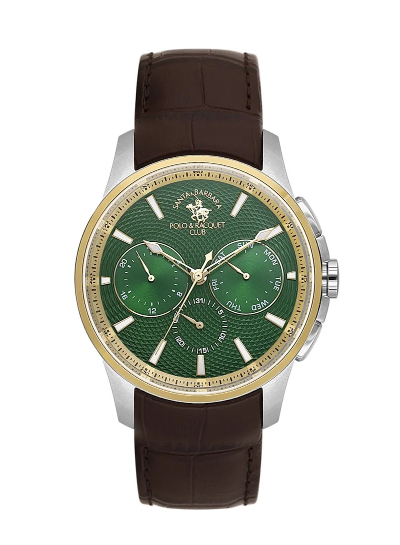 SANTA BARBARA POLO & RACQUET CLUB Santa Barbara Polo & Racquet Club - Legend Men's Watch | Leather Band with Steel Case | Analog | Round Dial | Mineral Glass | Japanese Quartz | Water Resistance 50 Meters