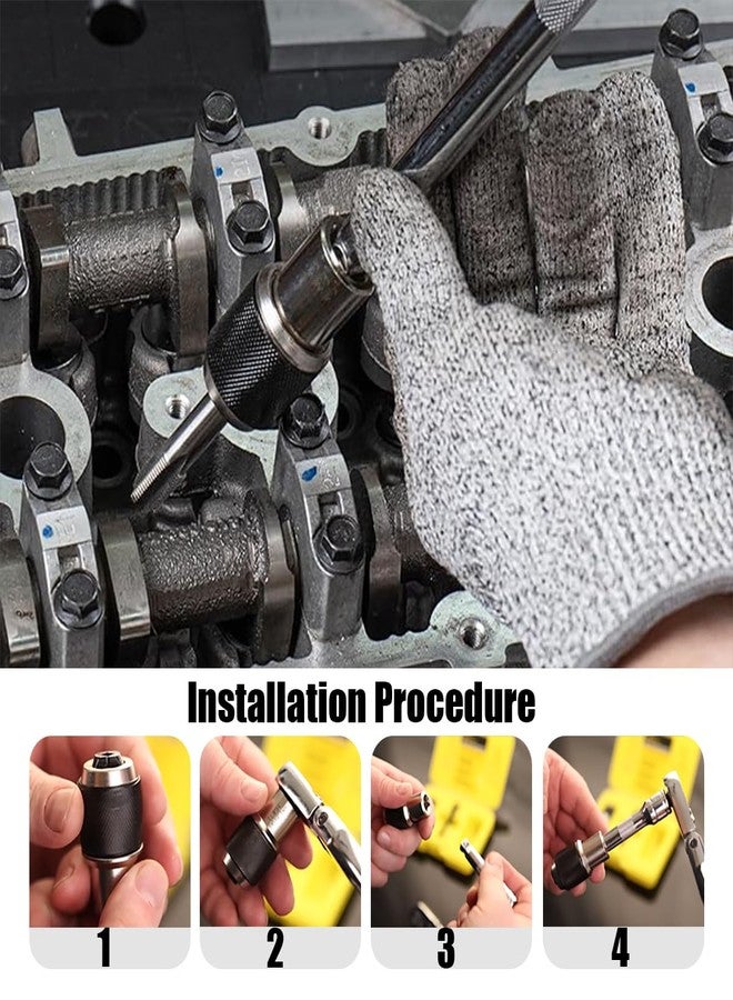 آيتش طقم مقابس صنبور Eyech من قطعتين، طقم مستخرج صنبور قابل للتعديل بمحرك 3/8 بوصة، أداة حامل صنبور للصنابير، والمثاقب، ومستخرجات البراغي (فولاذ سبائك) - Image 5