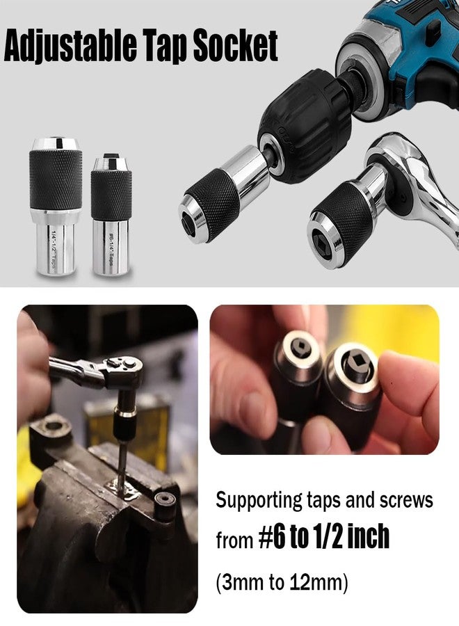 آيتش طقم مقابس صنبور Eyech من قطعتين، طقم مستخرج صنبور قابل للتعديل بمحرك 3/8 بوصة، أداة حامل صنبور للصنابير، والمثاقب، ومستخرجات البراغي (فولاذ سبائك) - Image 4