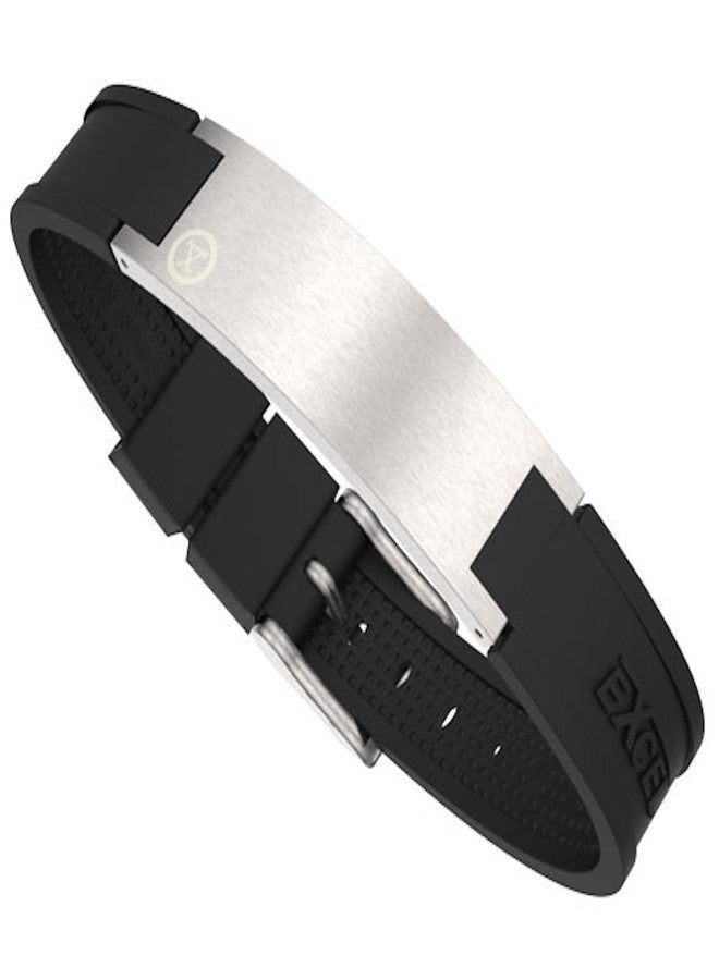 PROEXL® Best Magnetic Energy Golf Bracelet for Men Gray Brushed Steel with Black Strap - Image 1