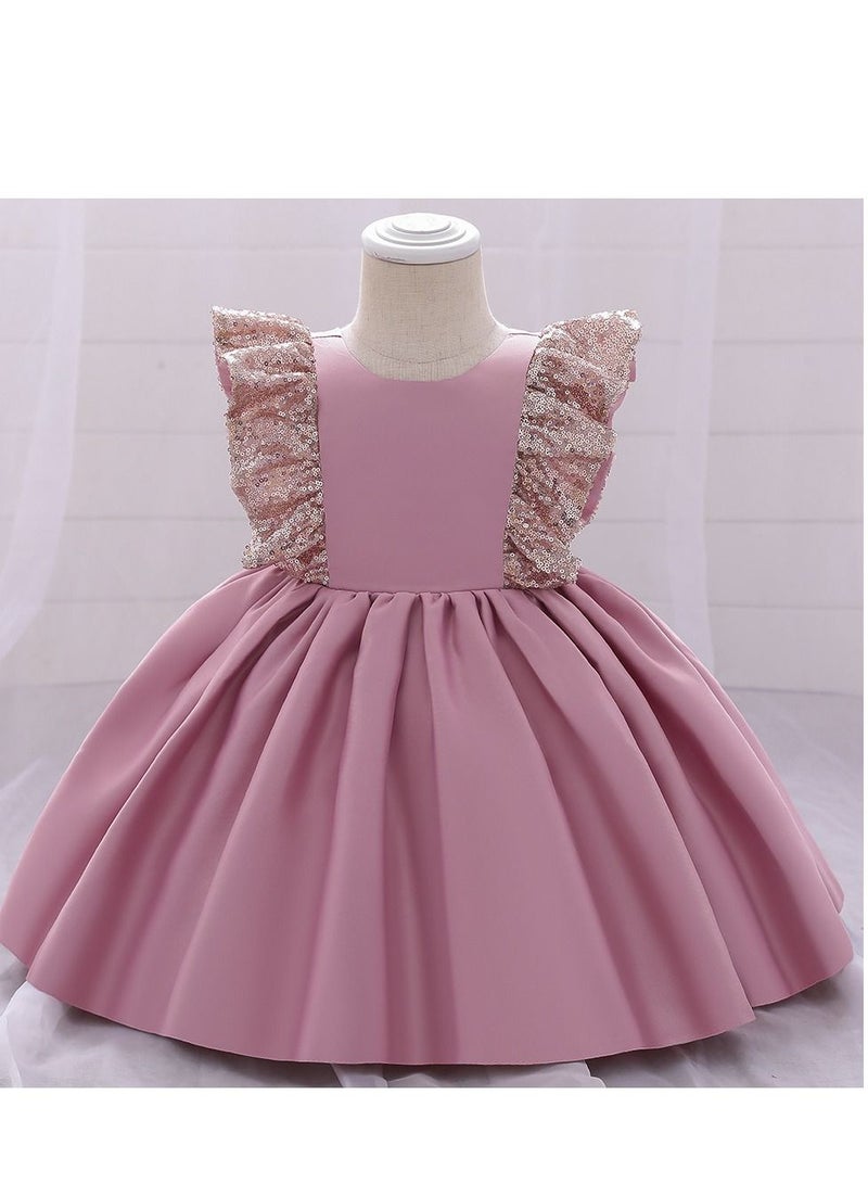 Fashionable Cute Girls Dresses Pink  - Image 1
