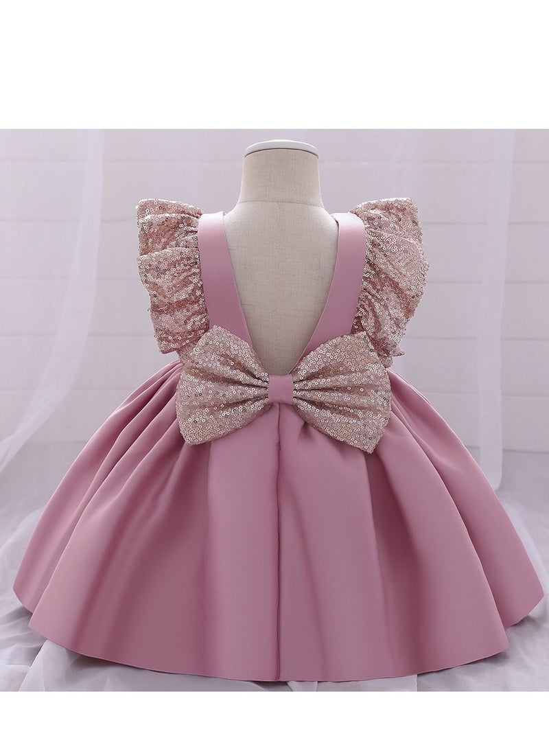 Fashionable Cute Girls Dresses Pink  - Image 2