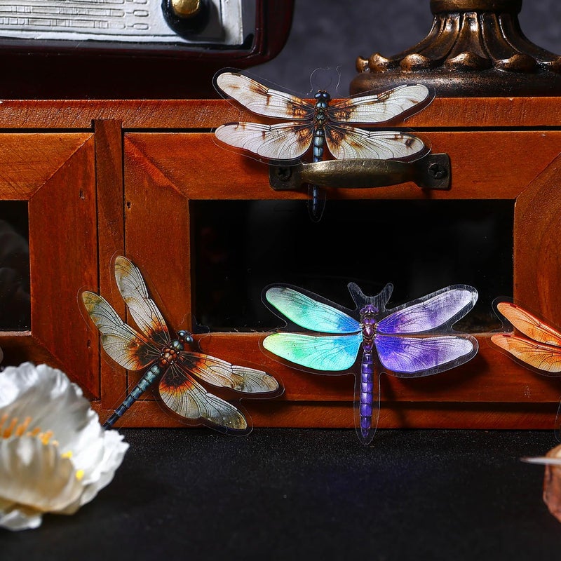 Yoksas 80Pcs Holographic Vintage Dragonfly Stickers - Waterproof Transparent Insect Scrapbook Craft Decorative Stickers for Junk Bullet Journals,Planners,Album - Image 4