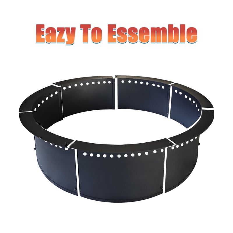 SoulMate Outdoor 45-Inch Outer/39-Inch Inner Fire Pit Ring Smokeless,Duty Solid Metal Steel Round Firepit Rim Insert for DIY Fire Pits, Outdoor Above or In-Ground, Camping Garden Patio Backyard. - Image 3