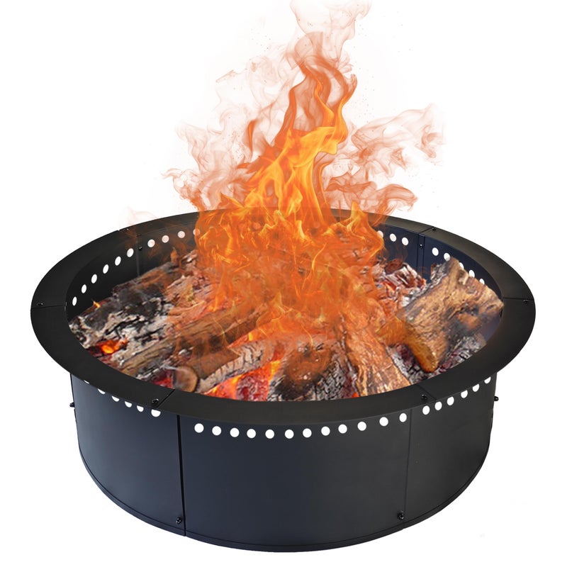 SoulMate Outdoor 45-Inch Outer/39-Inch Inner Fire Pit Ring Smokeless,Duty Solid Metal Steel Round Firepit Rim Insert for DIY Fire Pits, Outdoor Above or In-Ground, Camping Garden Patio Backyard. - Image 1