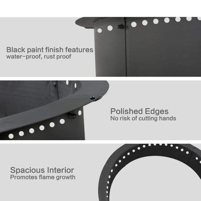 SoulMate Outdoor 45-Inch Outer/39-Inch Inner Fire Pit Ring Smokeless,Duty Solid Metal Steel Round Firepit Rim Insert for DIY Fire Pits, Outdoor Above or In-Ground, Camping Garden Patio Backyard. - Image 4